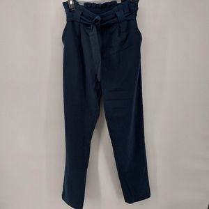 Jacqueline de Yong  Navy High Paper  bag Waist  with Belt